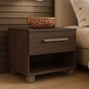 Mesa de Cabeceira 46cm Com Gaveta Nicho Dakar - Marrom Escuro