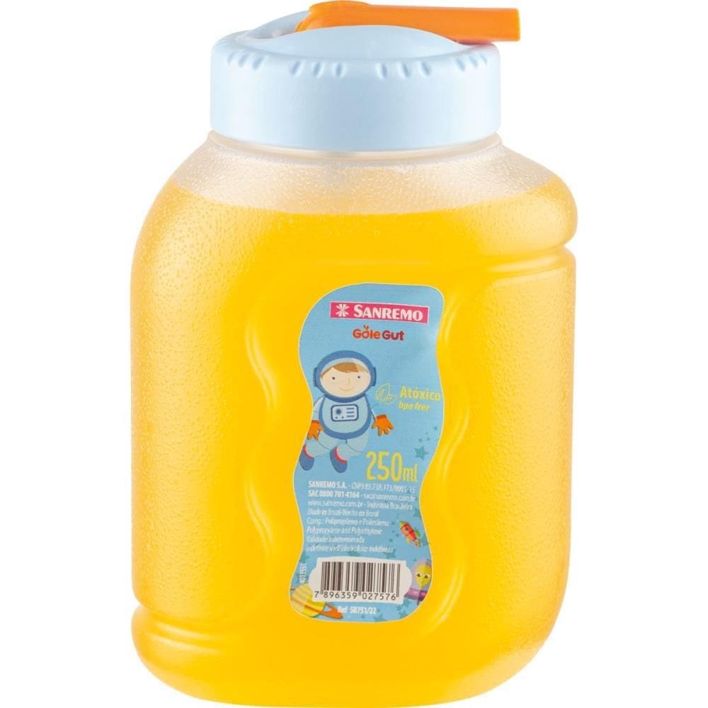 Garrafa Plástica Gole Gut 250 Ml Tampa Azul - Sanremo