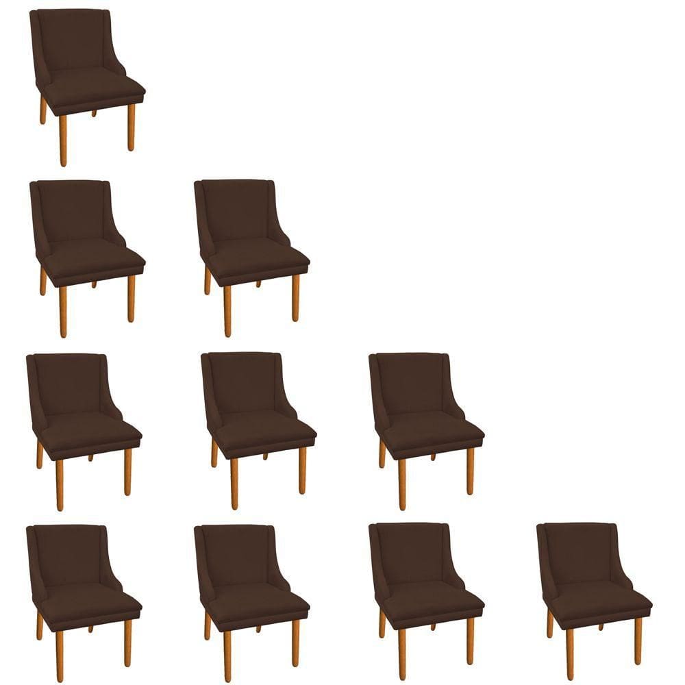 10 Cadeiras de Jantar Suede Pés Palito Castanho Cor Marrom