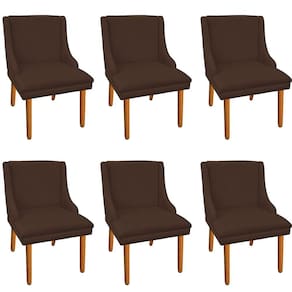 06 Cadeiras de Jantar Suede Pés Palito Castanho Marrom