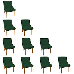 10 Cadeiras de Jantar Suede Pés Palito Castanho Cor Verde