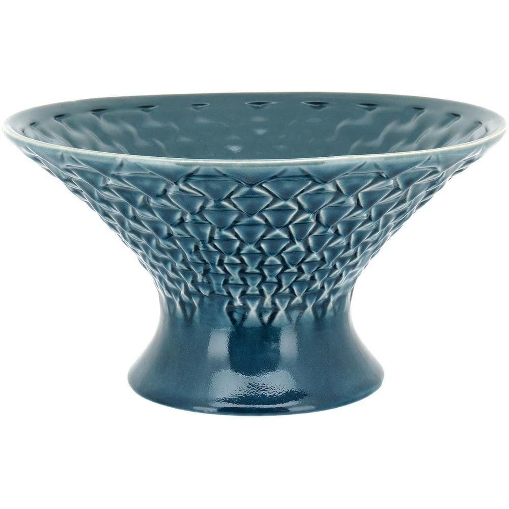 Morea Centro Mesa 18X32X32Cm Cerâmica Azul