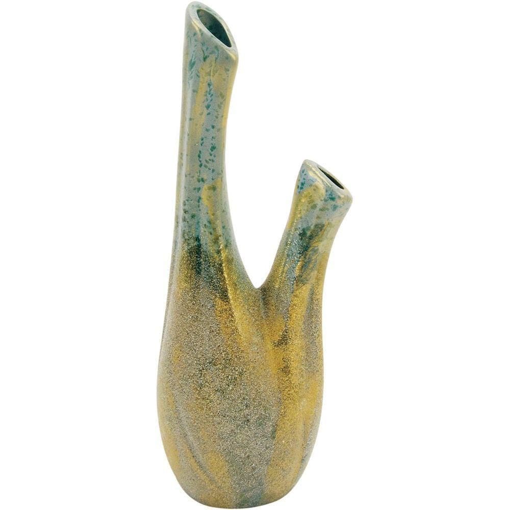 Chryso Vaso 28X10X8Cm Cerâmica Verde