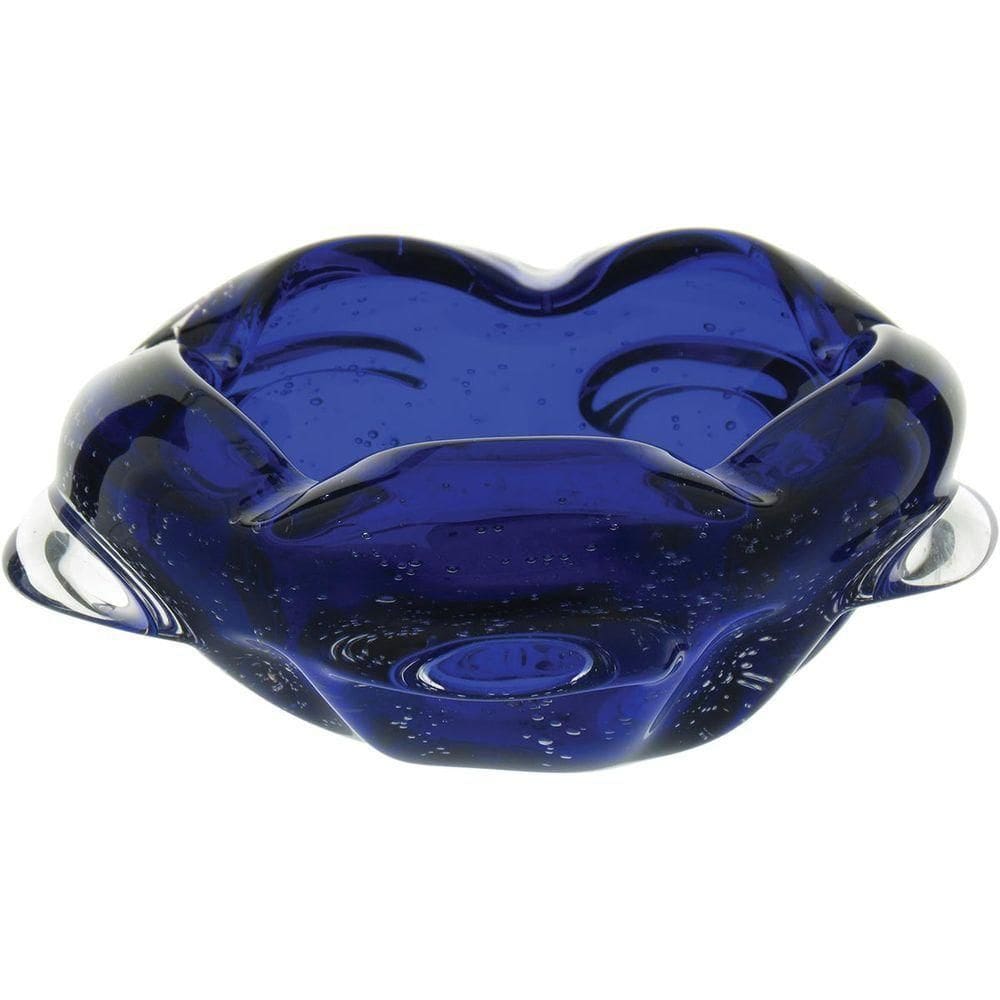 Jemima Centro Mesa 8X19X18Cm Vidro Azul