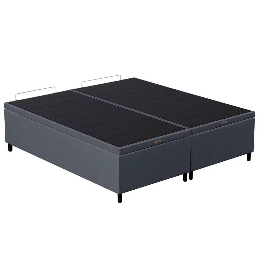 Base Cama Box Baú Casal Queen 158cm Hit I02 Suede Cinza