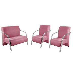 Conjunto Sevilha 2 Poltronas De 1 Lugar E 1 De 2 Lugares Braço Alumínio D Salla Suede