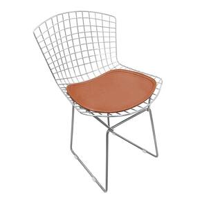 Cadeira Bertoia Cromada Com Assento Sintético Cobre Cor Marrom