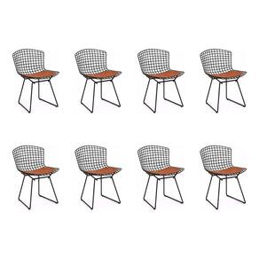 Kit 8 Cadeiras Bertoia Preta Com Assento Cobre Cor Marrom
