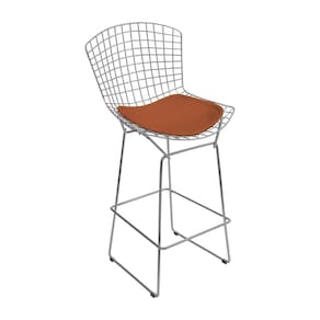 Banqueta Bertoia Cromada D70 Assento Sintético Cobre Cor Marrom
