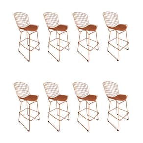 Kit 8 Banquetas Bistrô Bertoia Cobre D70 Com Assento Cobre Cor Marrom