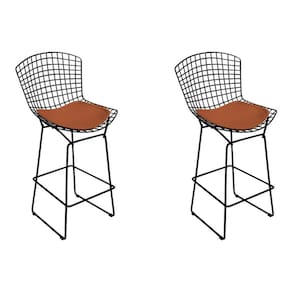 Kit 2 Banquetas Bistrô Bertoia Preta D60 Com Assento Cobre Cor Preto