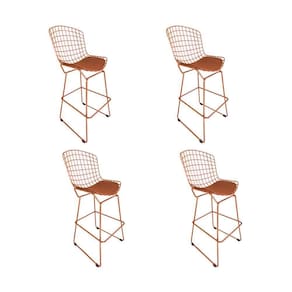 Kit 4 Banquetas Bertoia Cobre D70 Com Assento Cobre Cor Marrom