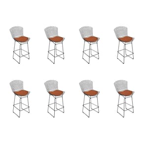 Kit 8 Banquetas Bistrô Bertoia Preta D80 Com Assento Cobre Cor Preto