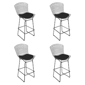 Kit 4 Banquetas Bertoia Preta D80 Com Assento Preto Cor Preto