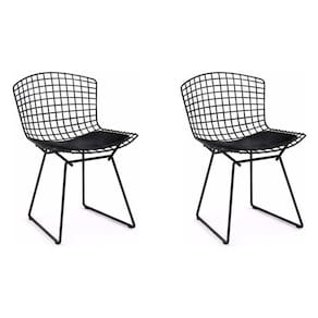 Kit 2 Cadeiras Bertoia Preta Com Assento Preto Cor Preto