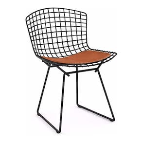 Cadeira Bertoia Preta Com Assento Cobre Cor Marrom