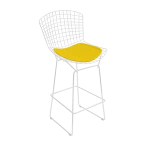 Banqueta Bertoia Branca D60 Assento Amarelo Cor Amarelo
