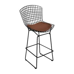 Banqueta Bertoia Preta D70 Assento Marrom Cor Marrom