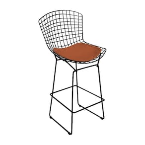 Banqueta Bertoia Preta D70 Assento Cobre Cor Marrom