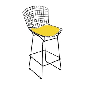Banqueta Bertoia Preta D70 Assento Amarelo Cor Amarelo