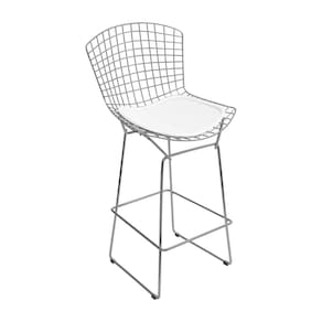 Banqueta Bertoia Cromada D60 Assento Sintético Branco Cor Branco