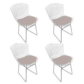 Kit 4 Cadeiras Bertoia Cromada Com Assento Sintético Bege Cor Bege