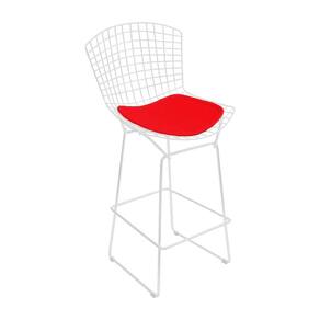 Banqueta Bertoia Branca D70 Assento Vermelho Cor Vermelho