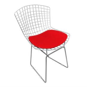 Cadeira Bertoia Cromada Com Assento Sintético Vermelho Cor Vermelho