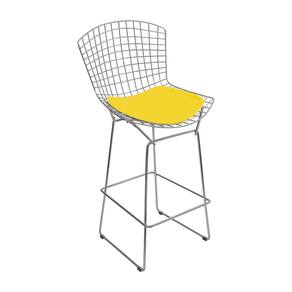 Banqueta Alta Bertoia Cromada D70 Assento Sintético Amarelo Cor Amarelo