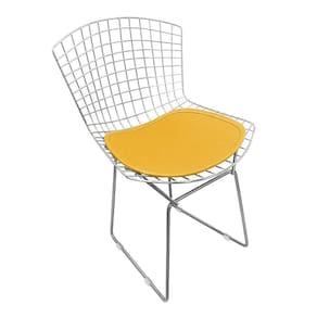 Cadeira Bertoia Cromada Com Assento Sintético Amarelo Cor Amarelo