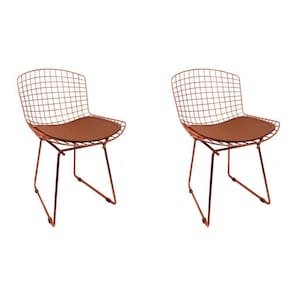 Kit 2 Cadeiras Bertoia Cobre Com Assento Cobre Cor Marrom