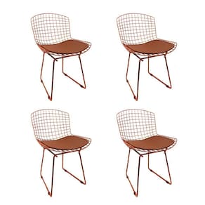 Kit 4 Cadeiras Bertoia Cobre Com Assento Cobre Cor Marrom