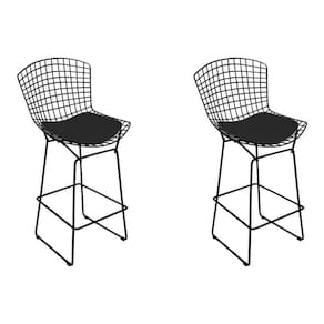 Kit 2 Banquetas Bertoia Preta D80 Com Assento Preto Cor Preto