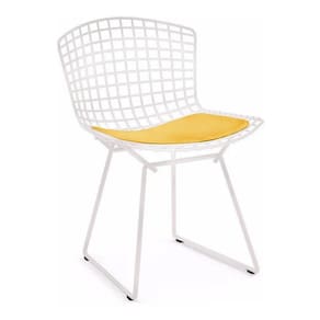 Cadeira Bertoia Branca Com Assento Amarelo Cor Amarelo