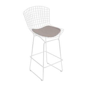 Banqueta Bertoia Branca D60 Assento Bege Cor Bege