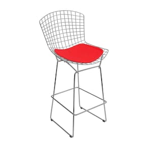 Banqueta Bertoia Cromada D80 Assento Sintético Vermelho Cor Vermelho