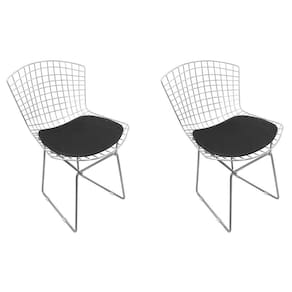Kit 2 Cadeiras Bertoia Cromadas Com Assento Sintético Preto Cor Preto