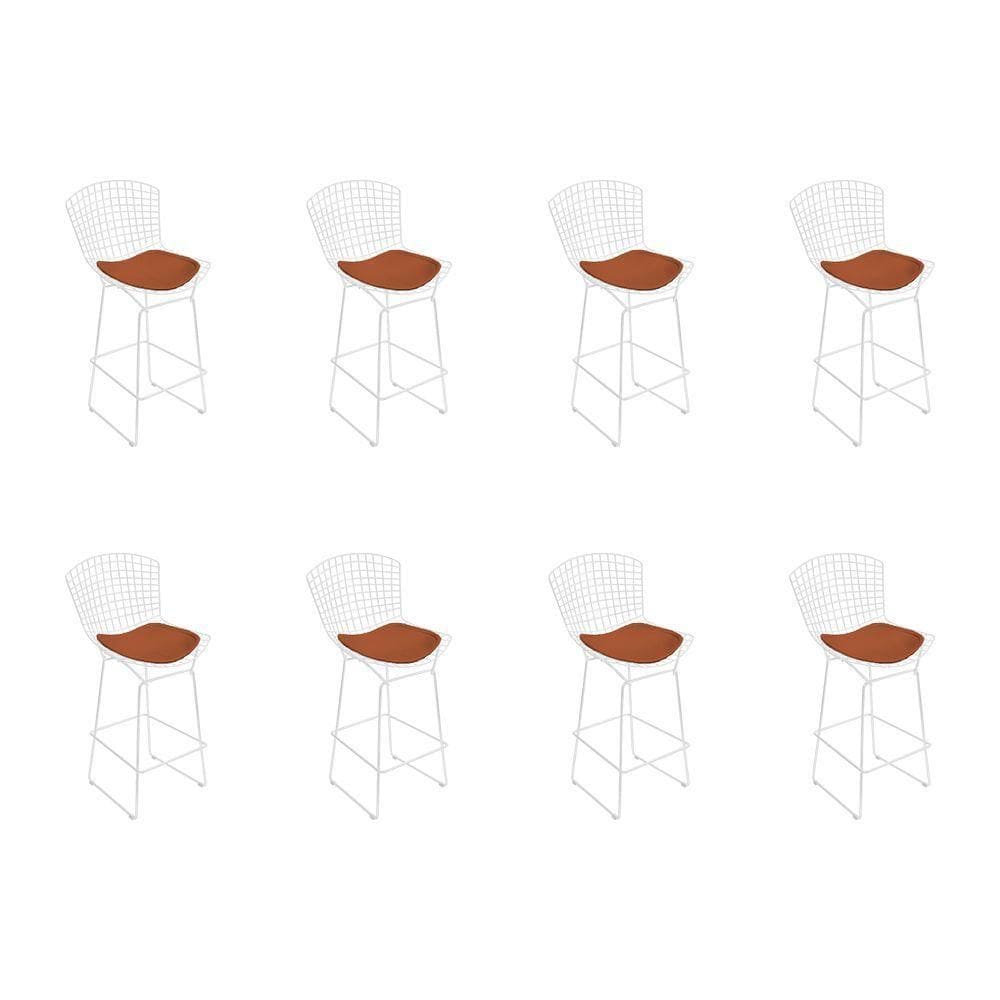 Kit 8 Banquetas Bistrô Bertoia Branca D60 Com Assento Cobre Cor Branco