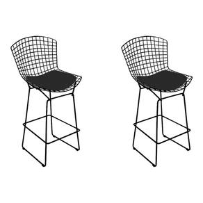 Kit 2 Banquetas Bertoia Preta D70 Com Assento Preto Cor Preto