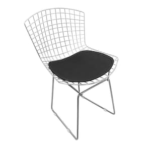 Cadeira Bertoia Cromada Com Assento Sintético Preto Cor Preto