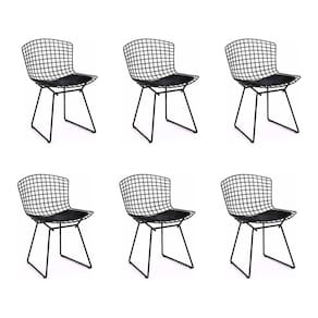 Kit 6 Cadeiras Bertoia Preta Com Assento Preto Cor Preto