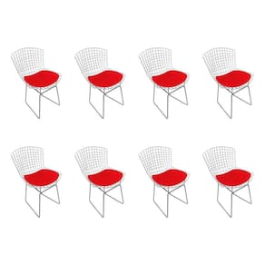 Kit 8 Cadeiras Bertoia Cromada Com Assento Sintético Vermelho Cor Vermelho