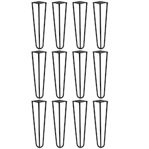 Kit 12 Pés De Metal 25 Cm Legs Mesas De Centro Puffs Preto