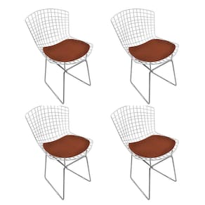 Kit 4 Cadeiras Bertoia Cromada Com Assento Sintético Marrom Cor Marrom