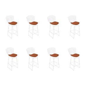 Kit 8 Banquetas Bistrô Bertoia Branca D80 Com Assento Cobre Cor Branco