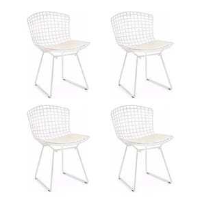 Kit 4 Cadeiras Bertoia Branca Com Assento Branco Cor Branco