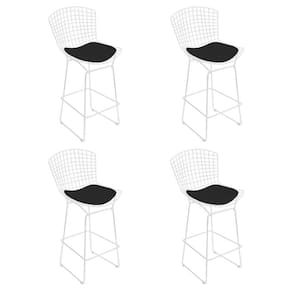 Kit 4 Banquetas Bistrô Bertoia Branca D70 Com Assento Preto Cor Branco