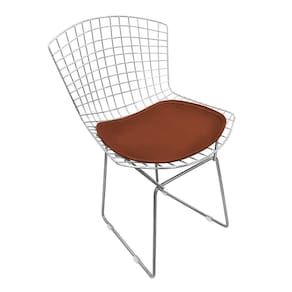 Cadeira Bertoia Cromada Com Assento Sintético Marrom Cor Marrom