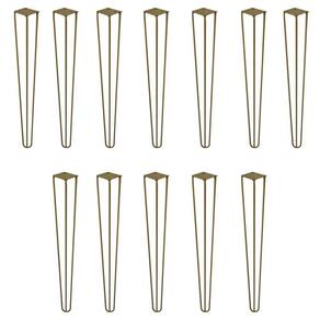 Kit 12 Pés De Metal 60 Cm Mesa De Canto Aparador Dourado