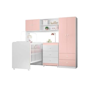 Jogo De Quarto Infântil Com 3 Peças Sofhia Branco Rosa Peternella Móveis